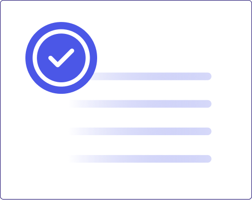 An icon showing a checkmark and a list of items, representing a completed task or a list of features.