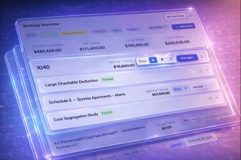 Uncle Kam Tax Planning Software Dashboard